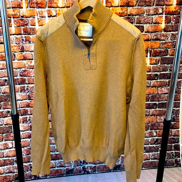 Banana Republic | Sweaters | Banana Republic Mens Brown Tan Long Sleeve Quarter  Zip Sweater 0 Cotton Large | Poshmark